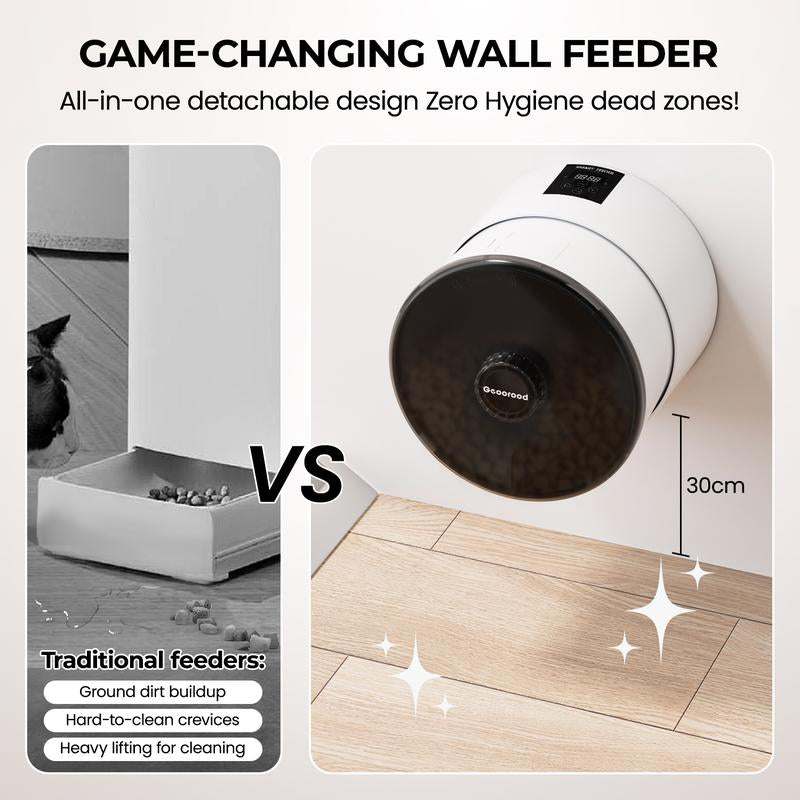 【Geoorood】Wall-Mounted Pet Auto Feeder - 10Mm Clog-Free, 2.4G/5G Wifi, Multi-Power, Regular Feeding，Spotless Floors#Tiktokshopjumpstartsale