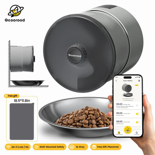【Geoorood】Wall-Mounted Pet Auto Feeder - 10Mm Clog-Free, 2.4G/5G Wifi, Multi-Power, Regular Feeding，Spotless Floors#Tiktokshopjumpstartsale