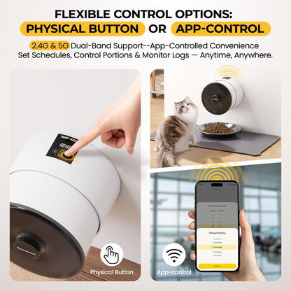 【Geoorood】Wall-Mounted Pet Auto Feeder - 10Mm Clog-Free, 2.4G/5G Wifi, Multi-Power, Regular Feeding，Spotless Floors#Tiktokshopjumpstartsale